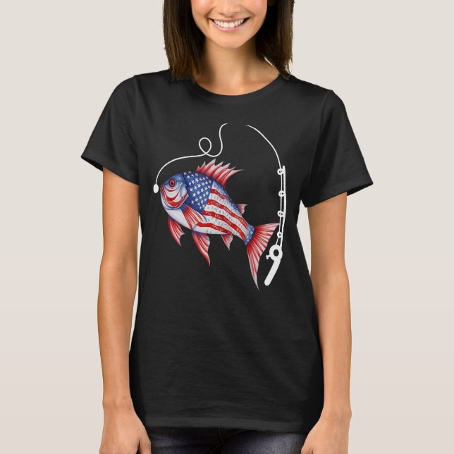Fisherman American Flag Fishing Men T-Shirt (Front)