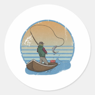 Fisherman Angler Fisher Fishing Fishing Angling Classic Round Sticker