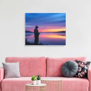 Fisherman at Sunset Canvas Print