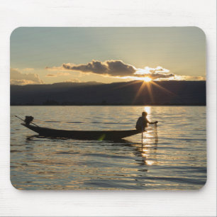 Fisherman At Sunset Mouse Mat