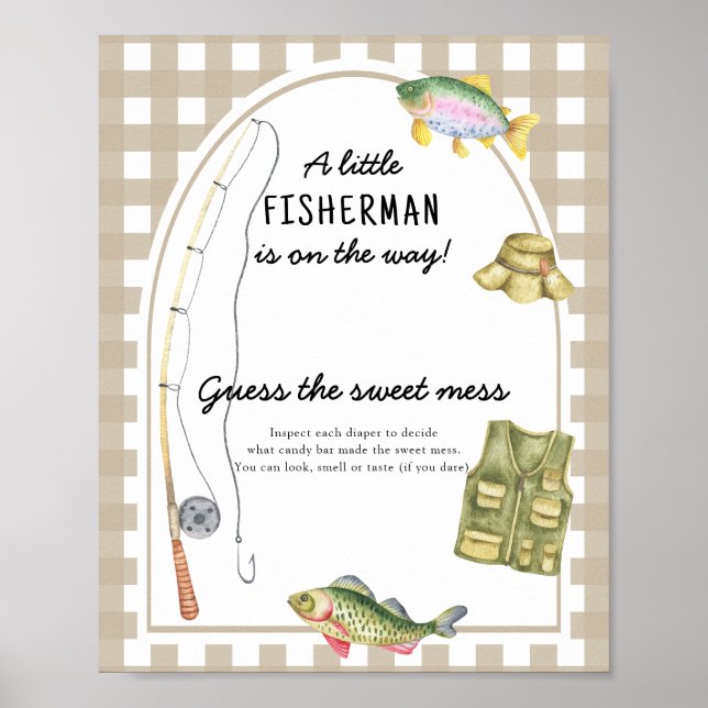 Fisherman baby shower - Guess the sweet mess Poster (Front)