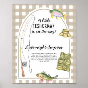 Fisherman baby shower - Late night diapers game Poster