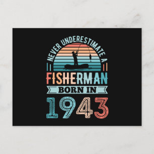 Fisherman born 1943 Fishing 80th Birthday Gift Postcard