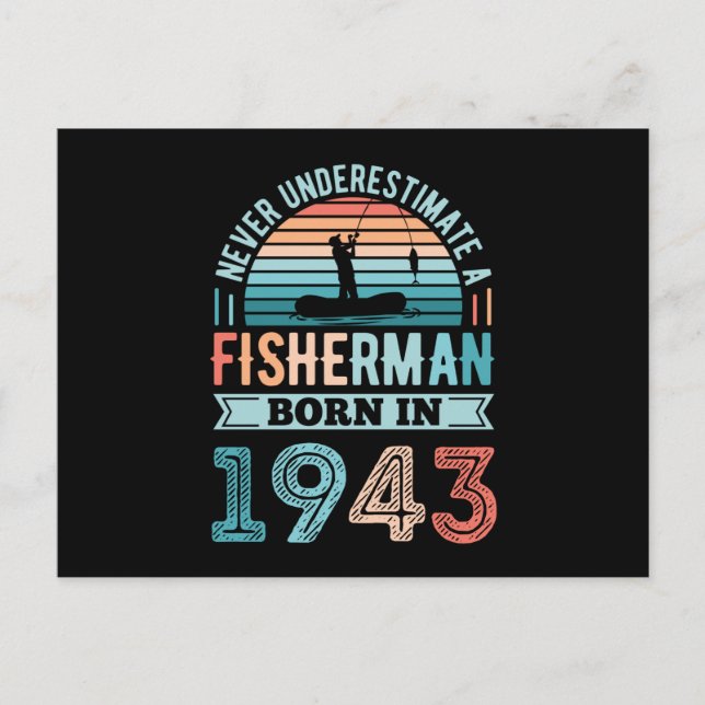 Fisherman born 1943 Fishing 80th Birthday Gift Postcard (Front)