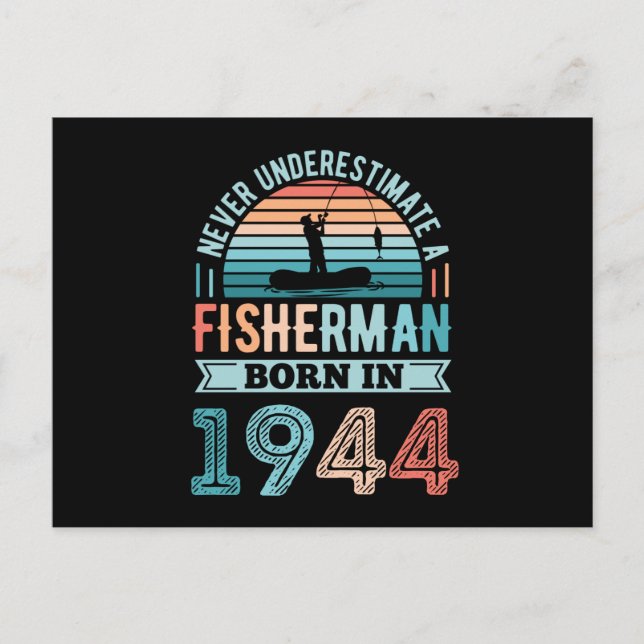 Fisherman born 1944 Fishing 80th Birthday Gift Postcard (Front)