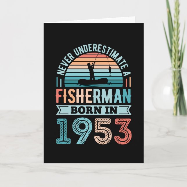 Fisherman born 1953 Fishing 70th Birthday Gift Card (Front)