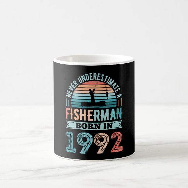 Fisherman born 1992 Fishing 30th Birthday Gift Coffee Mug (Center)