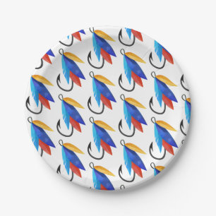 Fisherman Boy Birthday Fish Pattern Cute Paper Plate