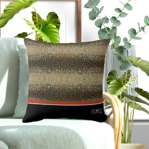 Fisherman Brook Trout Fish Olive Black White Rust Cushion