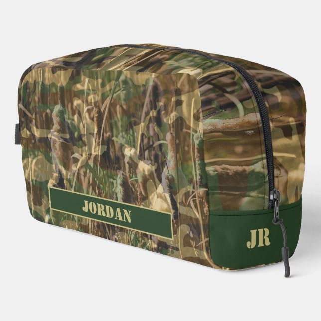 Fisherman Camouflage Camo Print Fishing Dopp Kit (Right Corner)