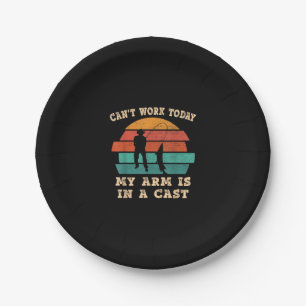 Fisherman Cant work today my arm is a cast Fishing Paper Plate