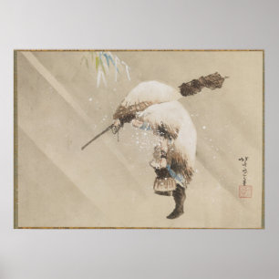 Fisherman Carrying His Net in the Snow 1821 Poster