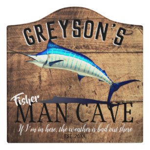 Fisherman Cave   Personalise - Fun Slogan Door Sign