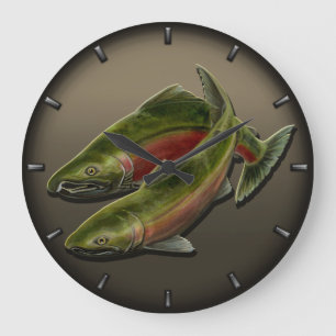 Fisherman Clock Coho Salmon Fish Wall Clocks Gifts
