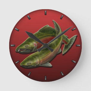 Fisherman Clock Coho Salmon Fish Wall Clocks Gifts