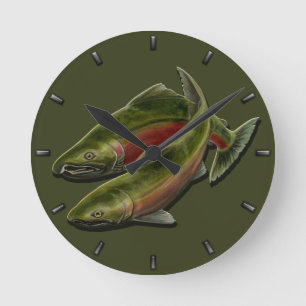Fisherman Clock Coho Salmon Fish Wall Clocks Gifts