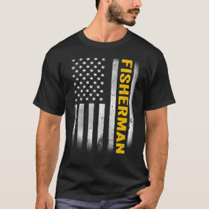 fisherman Dad American Flag, Vintage USA fisherman T-Shirt