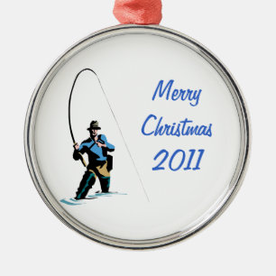 Fisherman Design Metal Tree Decoration