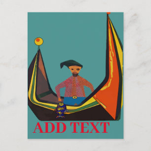 Fisherman, edit text Postcard