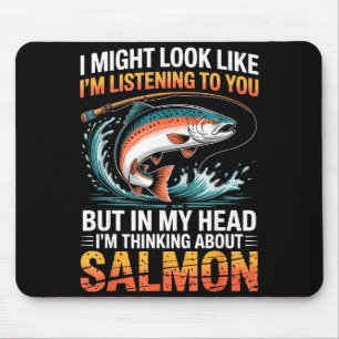 Fisherman Fish Angler Thinking About Salmon Fishin Mouse Mat