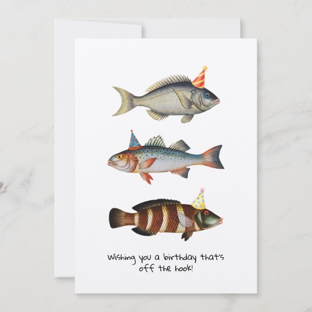 Fisherman Fish Hat Fun Birthday Card (Front)