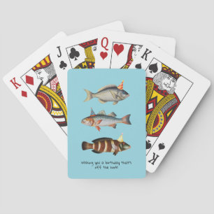 Fisherman Fish Hat Fun Birthday Playing Cards