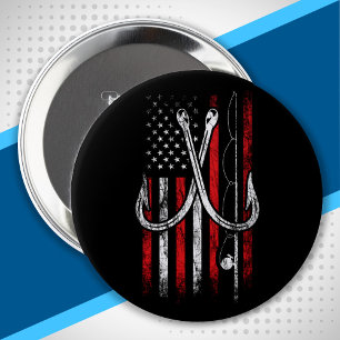 Fisherman - Fishing - American Flag - Fishing 10 Cm Round Badge