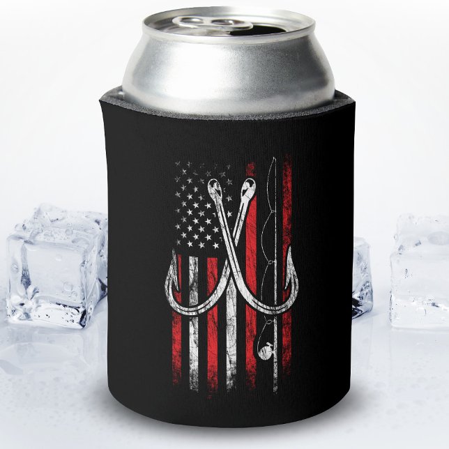 Fisherman - Fishing - American Flag - Fishing Can Cooler (Creator Uploaded)