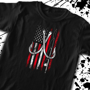 Fisherman - Fishing - American Flag - Fishing T-Shirt