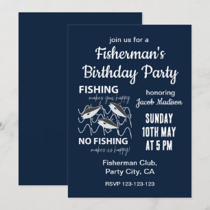 Fisherman Fishing Birthday Party Invitation