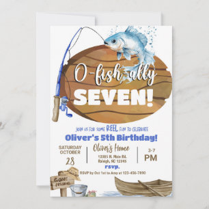 Fisherman / fishing boy reel fun birthday invite. invitation
