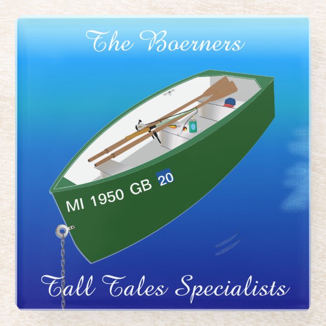 Fisherman Fishing Camp Sign Row Glass Coaster (Front)