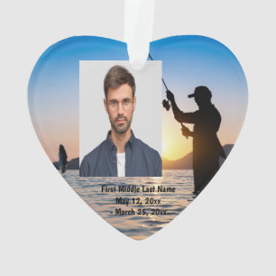 Fisherman Fishing Dated Photo Custom Ornament