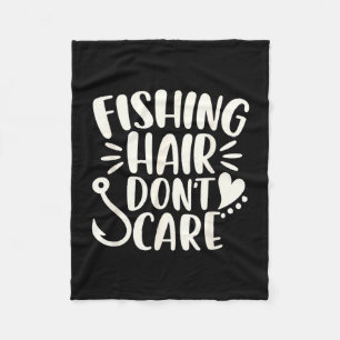 Fisherman fishing hair don't care funny fishing fleece blanket