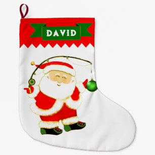 Fisherman Fishing Large Christmas Stocking