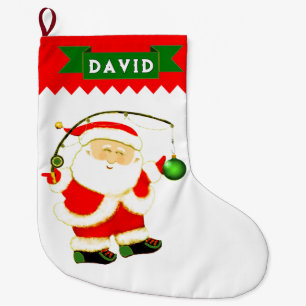 Fisherman Fishing Large Christmas Stocking