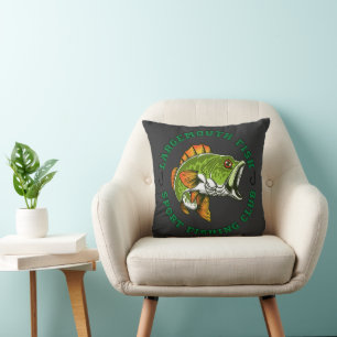 Fisherman Fishing Large Mouth Bass Cushion