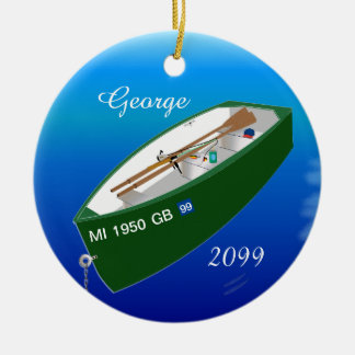 Fisherman Fishing Row Boat Rod Personalised Ceramic Tree Decoration