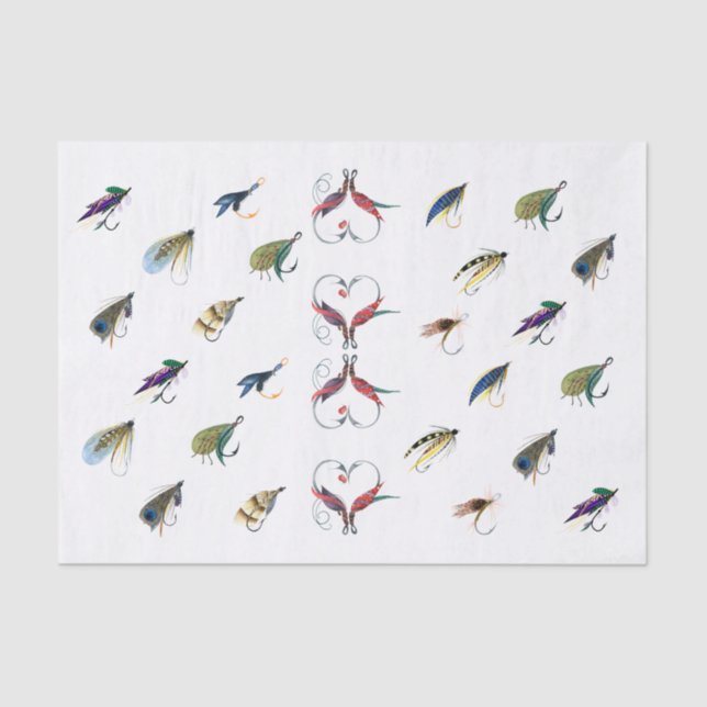 Fisherman Fly Fishing Flies Tissue Paper (Front)