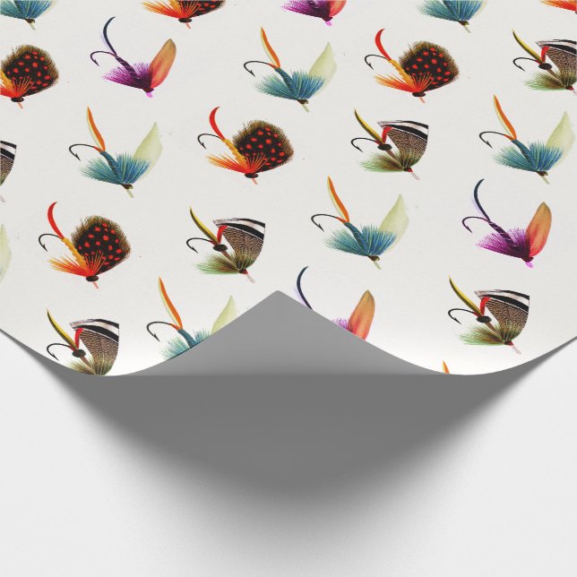 Fisherman Fly Fishing Flies  Wrapping Paper (Corner)