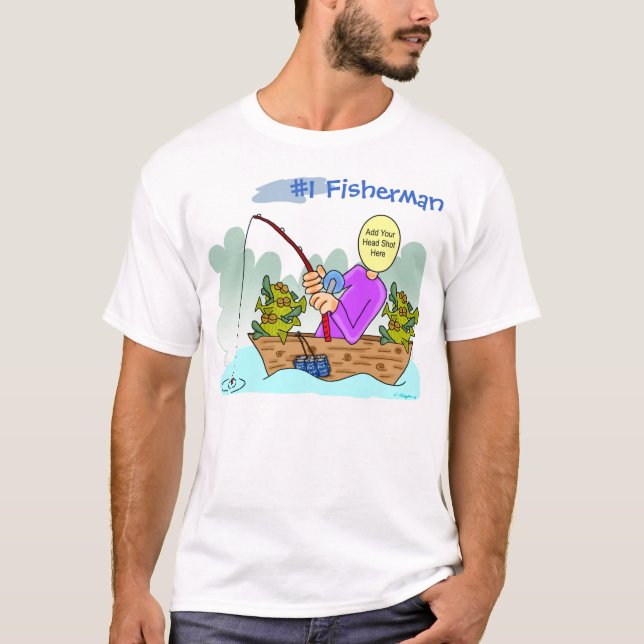 Fisherman Funny Cartoon T-Shirt (Front)