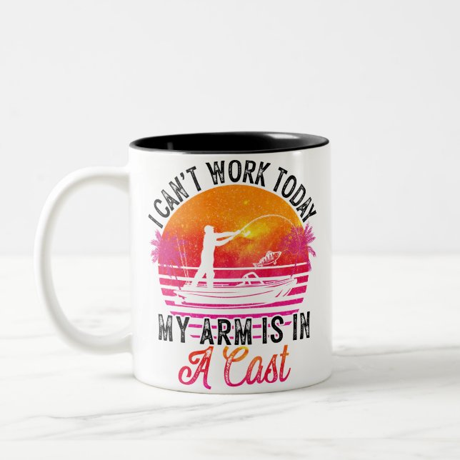 Fisherman Funny Fishing Two-Tone Coffee Mug (Left)