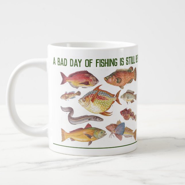 Fisherman Gift. Fishing or Angling Large Coffee Mug (Left)
