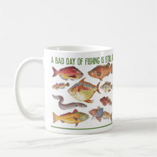 Fisherman Gift with Vintage Fish Illustrations on  Coffee Mug