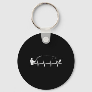 Fisherman Heartbeat Fishing Angler Men Boys Kids W Key Ring