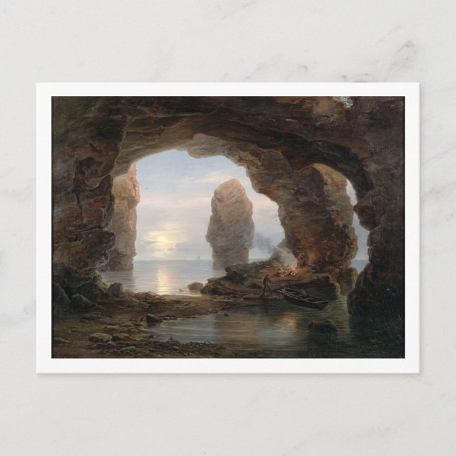 Fisherman in a Grotto, Helgoland, 1850 (oil on can Postcard (Front)