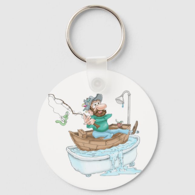 Fisherman in a tub key ring (Front)