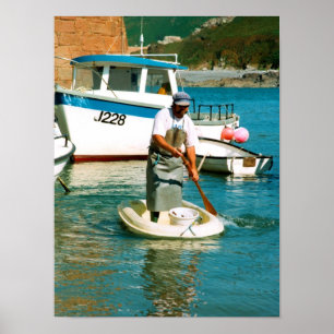 Fisherman in Bonne Nuit harbour Poster