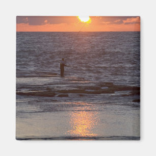 Fisherman in Byblos at sunset, Lebanon Magnet
