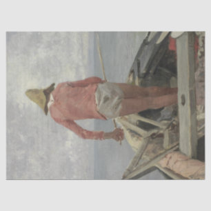 Fisherman in His Boat (by Vincenzo Caprile) Tissue Paper